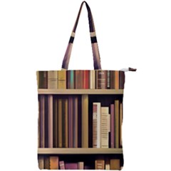 Books Bookshelves Office Fantasy Background Artwork Book Cover Apothecary Book Nook Literature Libra Double Zip Up Tote Bag by Posterlux