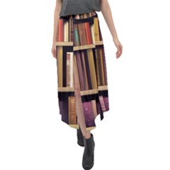 Books Bookshelves Office Fantasy Background Artwork Book Cover Apothecary Book Nook Literature Libra Velour Split Maxi Skirt