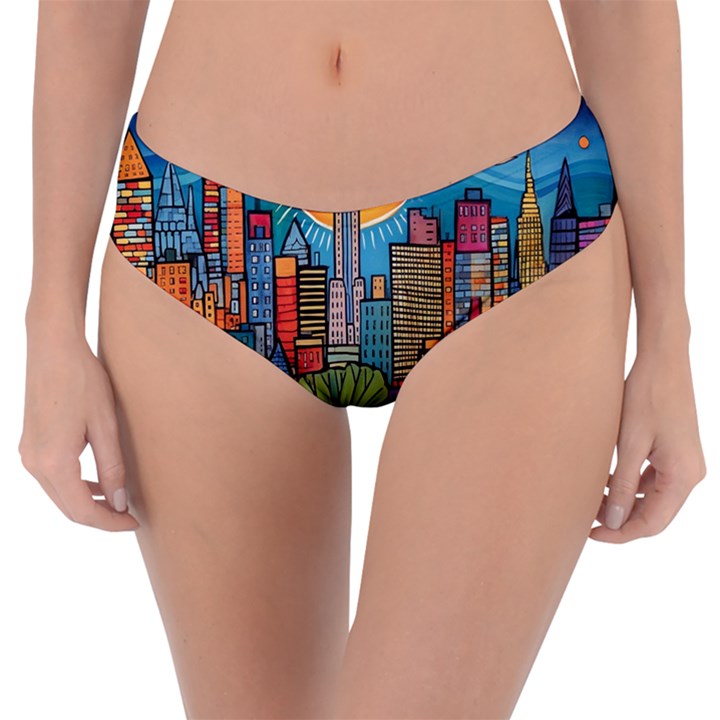 City New York Nyc Skyscraper Skyline Downtown Night Business Urban Travel Landmark Building Architec Reversible Classic Bikini Bottoms