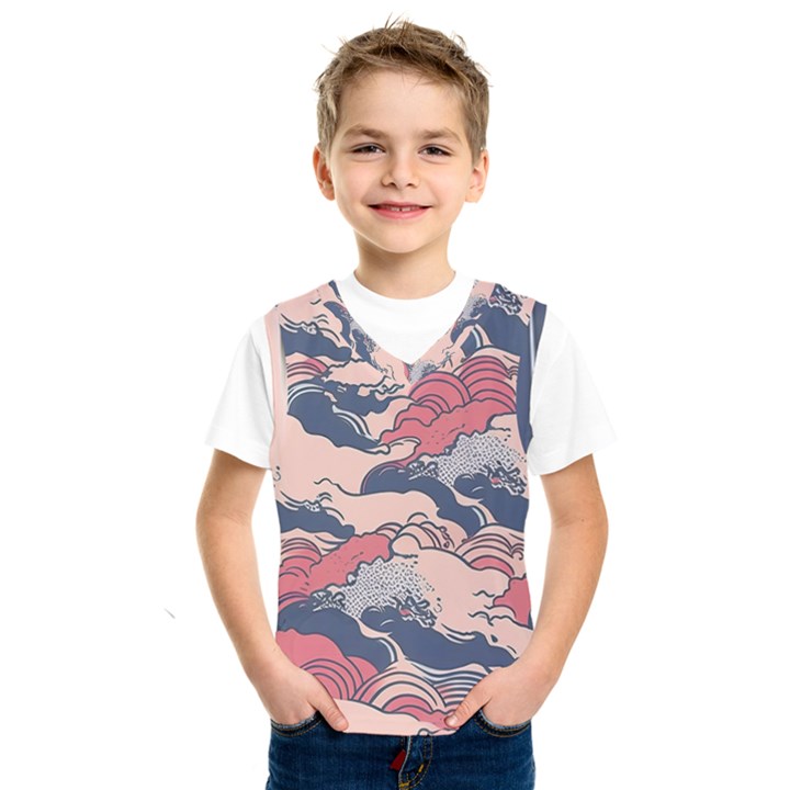 Waves Ocean Sea Water Pattern Rough Seas Digital Art Nature Nautical Kids  Basketball Tank Top