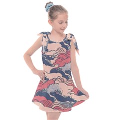 Waves Ocean Sea Water Pattern Rough Seas Digital Art Nature Nautical Kids  Tie Up Tunic Dress by Bedest