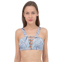 Tropical Flower Seamless Pattern Cage Up Bikini Top by Ket1n9