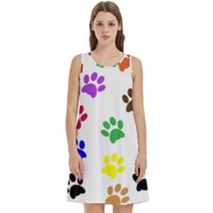 Pawprints Paw Prints Paw Animal Round Neck Sleeve Casual Dress With Pockets