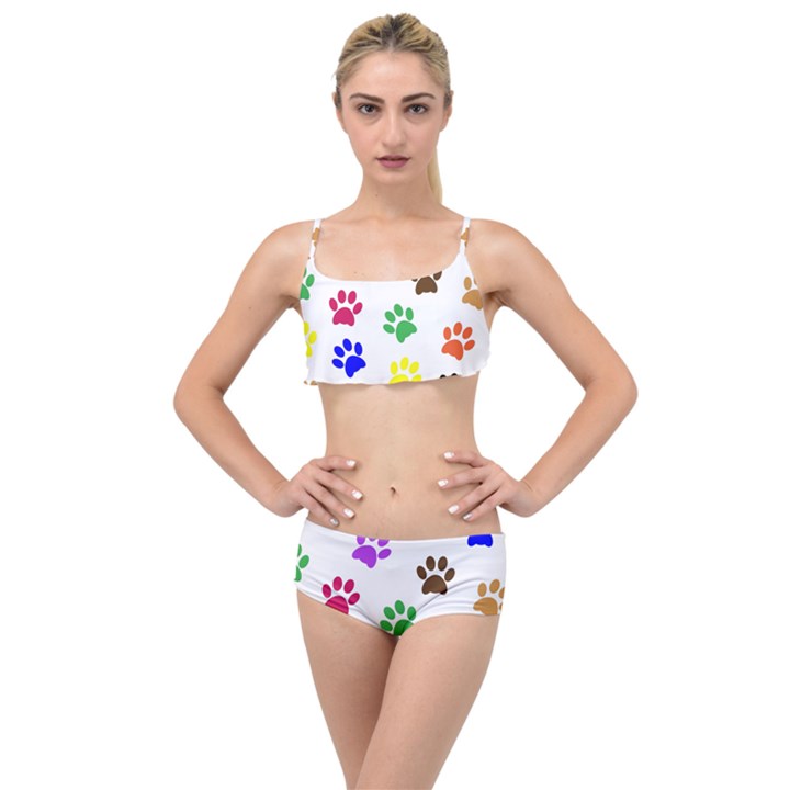 Pawprints Paw Prints Paw Animal Layered Top Bikini Set