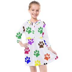 Pawprints Paw Prints Paw Animal Kids  Quarter Sleeve Shirt Dress by Apen