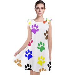 Pawprints Paw Prints Paw Animal Tie Up Tunic Dress by Apen