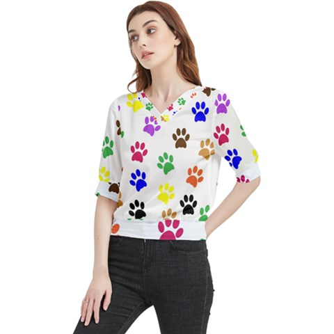 Pawprints Paw Prints Paw Animal Quarter Sleeve Blouse by Apen