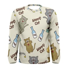 Happy Cats Pattern Background Men s Long Sleeve T-shirt by Grandong