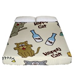 Happy Cats Pattern Background Fitted Sheet (queen Size) by Grandong