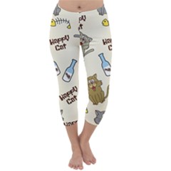 Happy Cats Pattern Background Capri Winter Leggings 