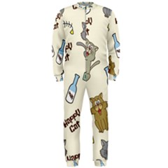 Happy Cats Pattern Background Onepiece Jumpsuit (men) by Grandong