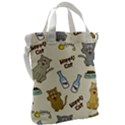 Happy Cats Pattern Background Canvas Messenger Bag View2