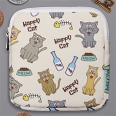 Happy Cats Pattern Background Mini Square Pouch by Grandong