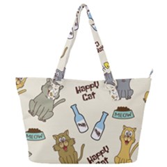 Happy Cats Pattern Background Full Print Shoulder Bag by Grandong