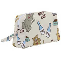 Happy Cats Pattern Background Wristlet Pouch Bag (large) by Grandong