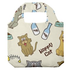 Happy Cats Pattern Background Premium Foldable Grocery Recycle Bag by Grandong