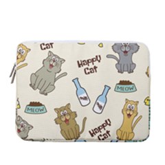 Happy Cats Pattern Background 13  Vertical Laptop Sleeve Case With Pocket by Grandong