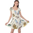 Happy Cats Pattern Background Cap Sleeve Dress View1