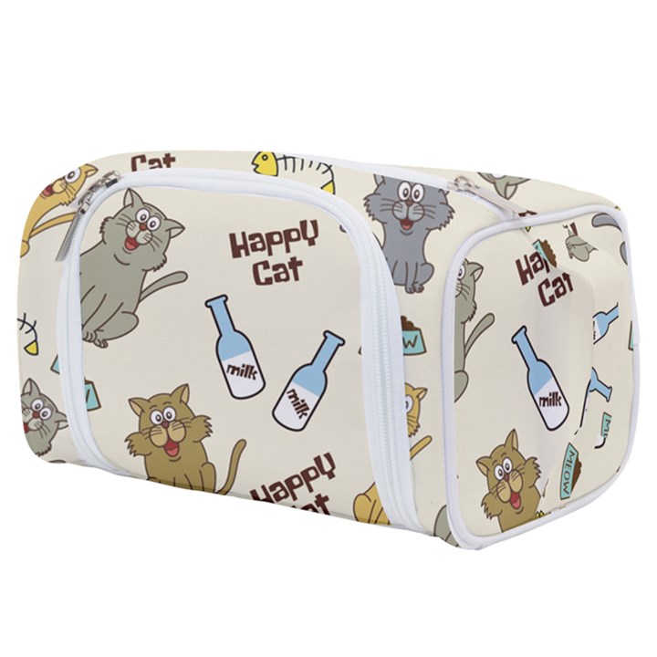 Happy Cats Pattern Background Toiletries Pouch