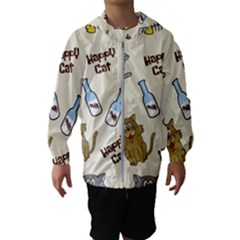 Happy Cats Pattern Background Kids  Hooded Windbreaker