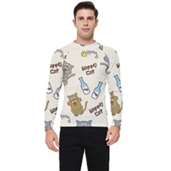 Happy Cats Pattern Background Men s Long Sleeve Rash Guard by Grandong