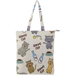 Happy Cats Pattern Background Double Zip Up Tote Bag by Grandong