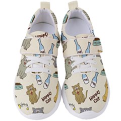 Happy Cats Pattern Background Women s Velcro Strap Shoes by Grandong