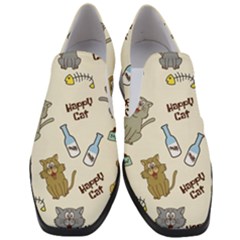 Happy Cats Pattern Background Women Slip On Heel Loafers by Grandong