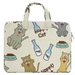 Happy Cats Pattern Background Macbook Pro 13  Double Pocket Laptop Bag by Grandong