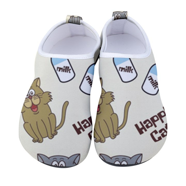 Happy Cats Pattern Background Men s Sock-Style Water Shoes