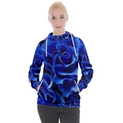 Blue Roses Flowers Plant Romance Blossom Bloom Nature Flora Petals Women s Hooded Pullover by Proyonanggan