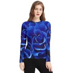 Blue Roses Flowers Plant Romance Blossom Bloom Nature Flora Petals Women s Long Sleeve Rash Guard by Proyonanggan