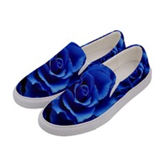 Blue Roses Flowers Plant Romance Blossom Bloom Nature Flora Petals Women s Canvas Slip Ons by Proyonanggan