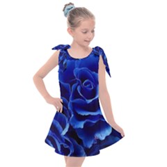 Blue Roses Flowers Plant Romance Blossom Bloom Nature Flora Petals Kids  Tie Up Tunic Dress by Proyonanggan