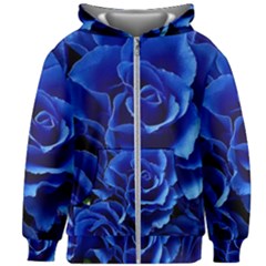 Blue Roses Flowers Plant Romance Blossom Bloom Nature Flora Petals Kids  Zipper Hoodie Without Drawstring