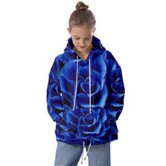 Blue Roses Flowers Plant Romance Blossom Bloom Nature Flora Petals Kids  Oversized Hoodie by Proyonanggan