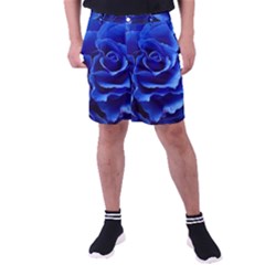 Blue Roses Flowers Plant Romance Blossom Bloom Nature Flora Petals Men s Pocket Shorts by Proyonanggan