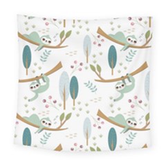 Pattern Sloth Woodland Square Tapestry (large)