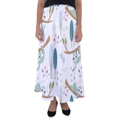 Pattern Sloth Woodland Flared Maxi Skirt by Hannah976