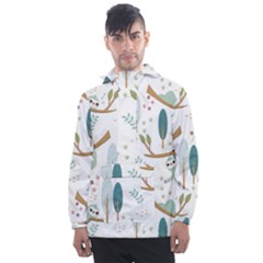 Pattern Sloth Woodland Men s Front Pocket Pullover Windbreaker