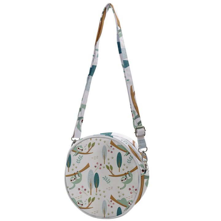 Pattern Sloth Woodland Crossbody Circle Bag