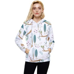 Pattern Sloth Woodland Women s Lightweight Drawstring Hoodie