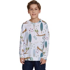 Pattern Sloth Woodland Kids  Crewneck Sweatshirt