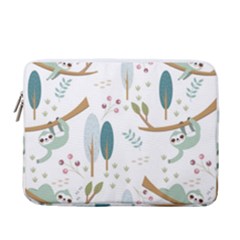 Pattern Sloth Woodland 13  Vertical Laptop Sleeve Case With Pocket by Hannah976