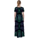 Fractal Green Black 3d Art Floral Pattern High Waist Short Sleeve Maxi Dress View2