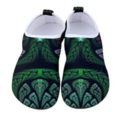 Fractal Green Black 3d Art Floral Pattern Kids  Sock-style Water Shoes by Cemarart