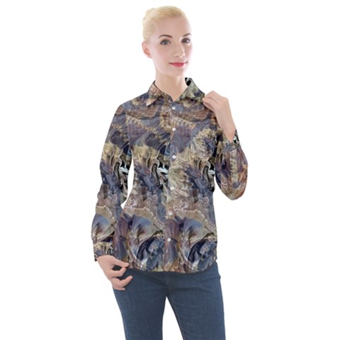 Abstract Wings Women s Long Sleeve Pocket Shirt by kaleidomarblingart