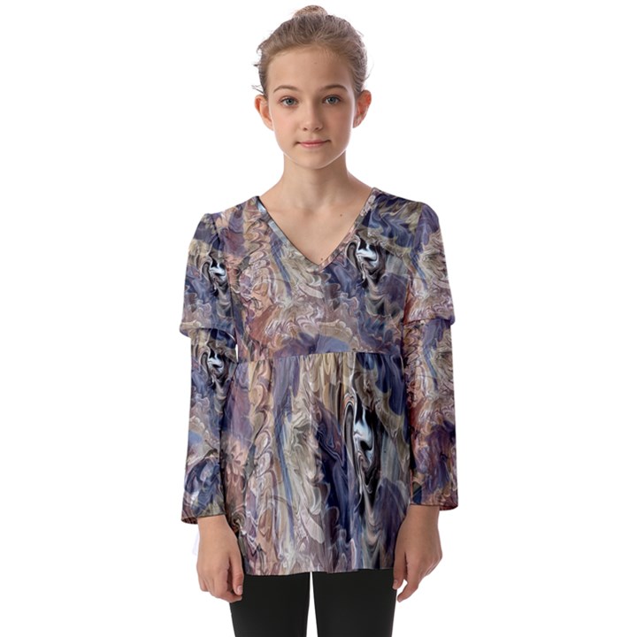 Abstract wings Kids  V Neck Casual Top