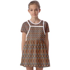 Gold Silver And Bronze Medals Motif  Seamless Pattern2 Wb Kids  Short Sleeve Pinafore Style Dress by dflcprintsclothing