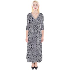 Black And White Pattern 1 Quarter Sleeve Wrap Maxi Dress by 2607694